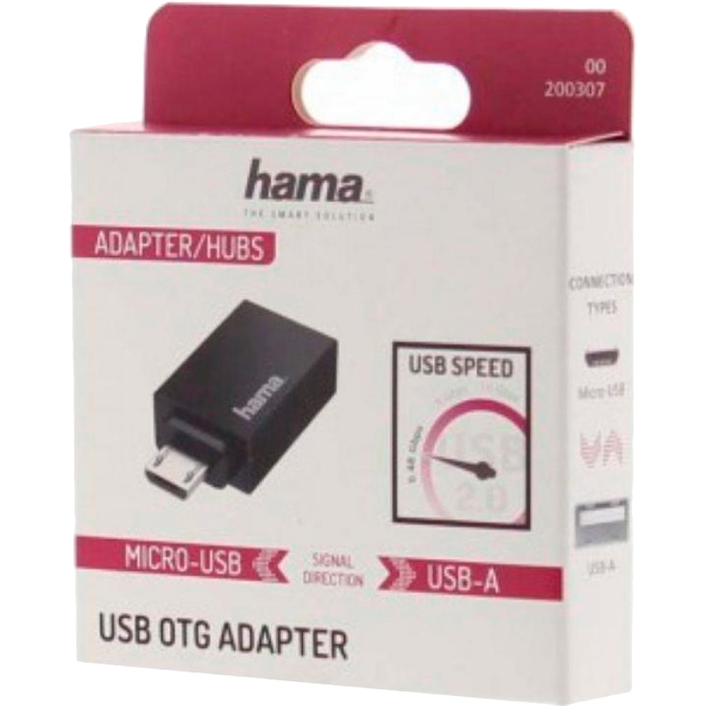 Адаптер HAMA OTG Micro USB - USB 2.0 Black (00200307) Тип USB - micro-USB