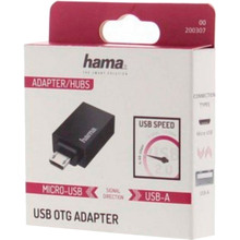 Адаптер HAMA OTG Micro USB - USB 2.0 Black (00200307)