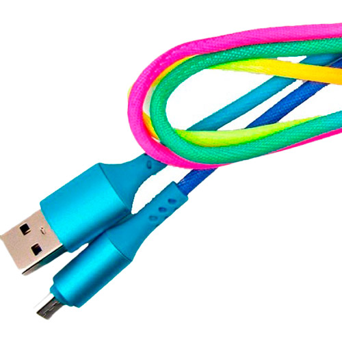 

Кабель USB AM - microUSB Dengos 1 м Rainbow (NTK-M-SET-RAINBOW), Micro-USB круглий, 1 м, сітка, веселка