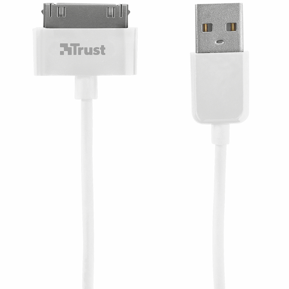 Кабель TRUST 30-pin cable for Apple 1м White (20371) Тип USB - Apple 30pin (широкий)