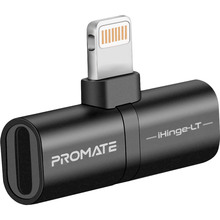 Переходник Promate 2 в 1 Lightning to Lightning Audiо & Sync, Charge iHinge Black (ihinge-lt.black)