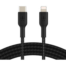 Кабель BELKIN USB-С - Lightning BRAIDED 1m black (CAA004BT1MBK)