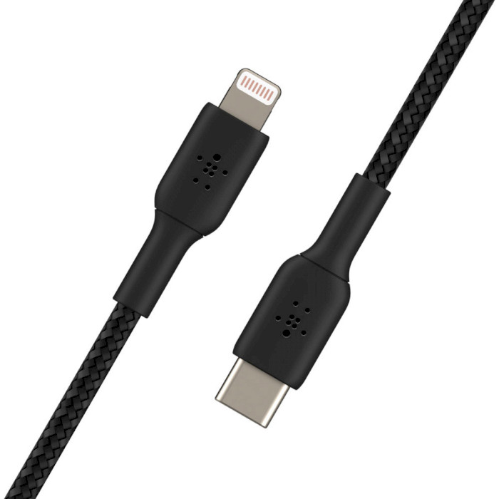 Кабель BELKIN USB-С - Lightning BRAIDED 1m black (CAA004BT1MBK) Длина 1