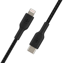 Кабель BELKIN USB-С - Lightning BRAIDED 1m black (CAA004BT1MBK)