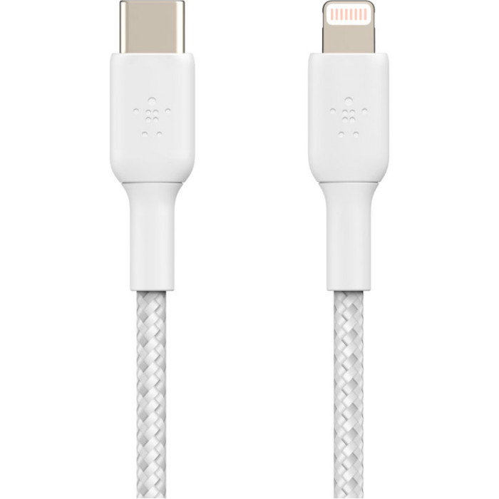 Кабель BELKIN USB-С - Lightning BRAIDED 1m white (CAA004BT1MWH) Тип USB Type-С - Lightning