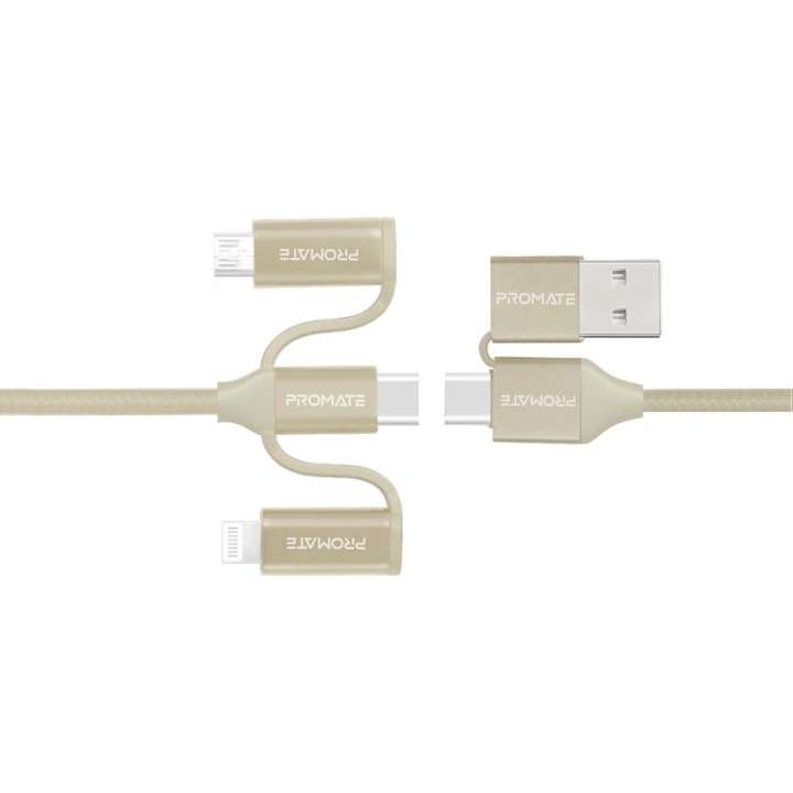

Кабель PROMATE PentaPower USB-Lightning/microUSB/Type-C Gold (pentapower.gold), PentaPower USB-Lightning/microUSB/Type-C Gold