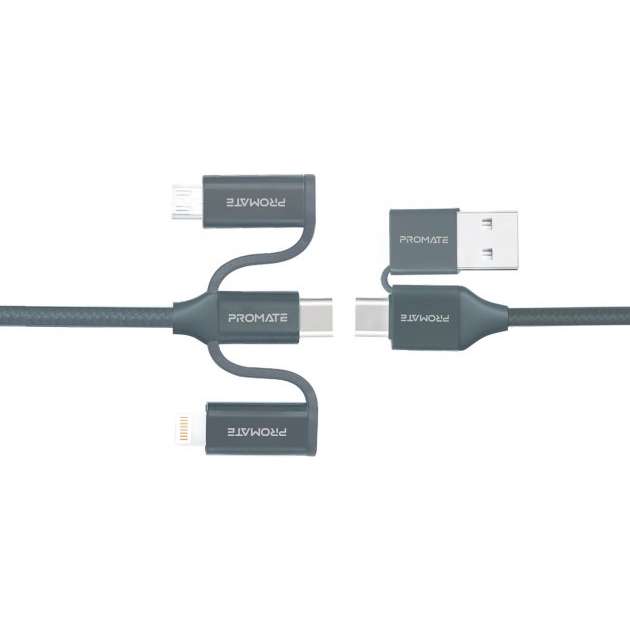 

Кабель PROMATE PentaPower USB-Lightning/microUSB/Type-C Grey (pentapower.grey), PentaPower USB-Lightning/microUSB/Type-C Grey