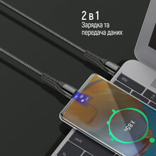 Кабель COLORWAY Type-C - Type-C 3.0 А 2 м Grey (CW-CBPDCC039-GR)