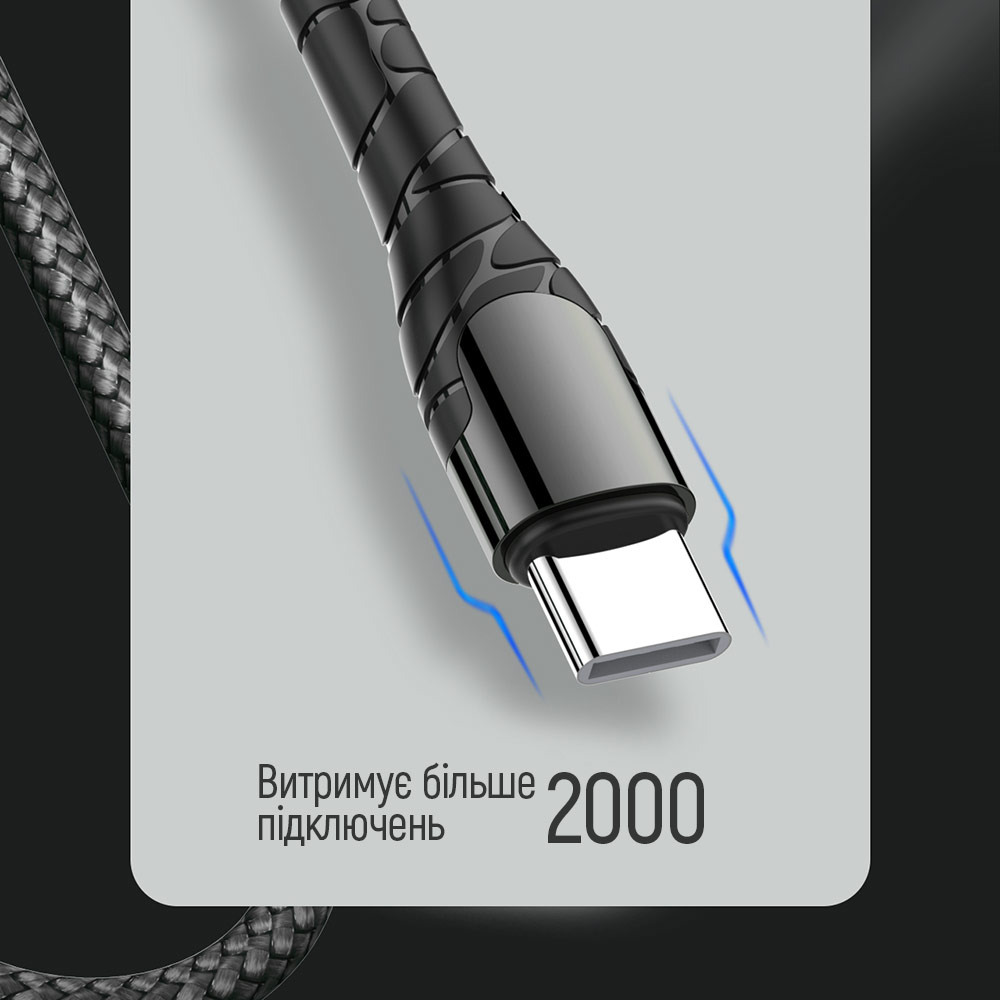 Изображение Кабель COLORWAY Type-C - Type-C 3.0 А 2 м Grey (CW-CBPDCC039-GR)