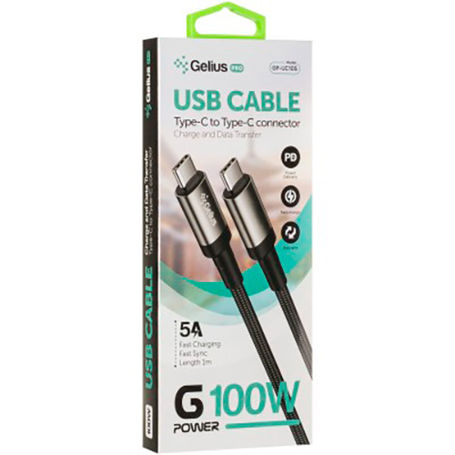 Кабель GELIUS Pro G-Power USB Type C-USB Type C 1 м Black (GP-UC105) Тип USB Type-С - USB Type-С