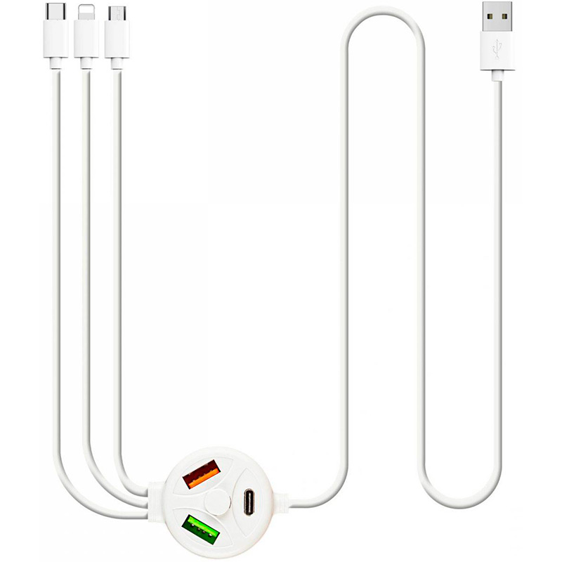 

Кабель XOKO SC-3300 USB - 2 х USB/PD - Lightning/MicroUSB/Type-C 1.2 м White (SC-3300WT), SC-3300 USB-2хUSB-Lightning/MicroUSB/Type-C White