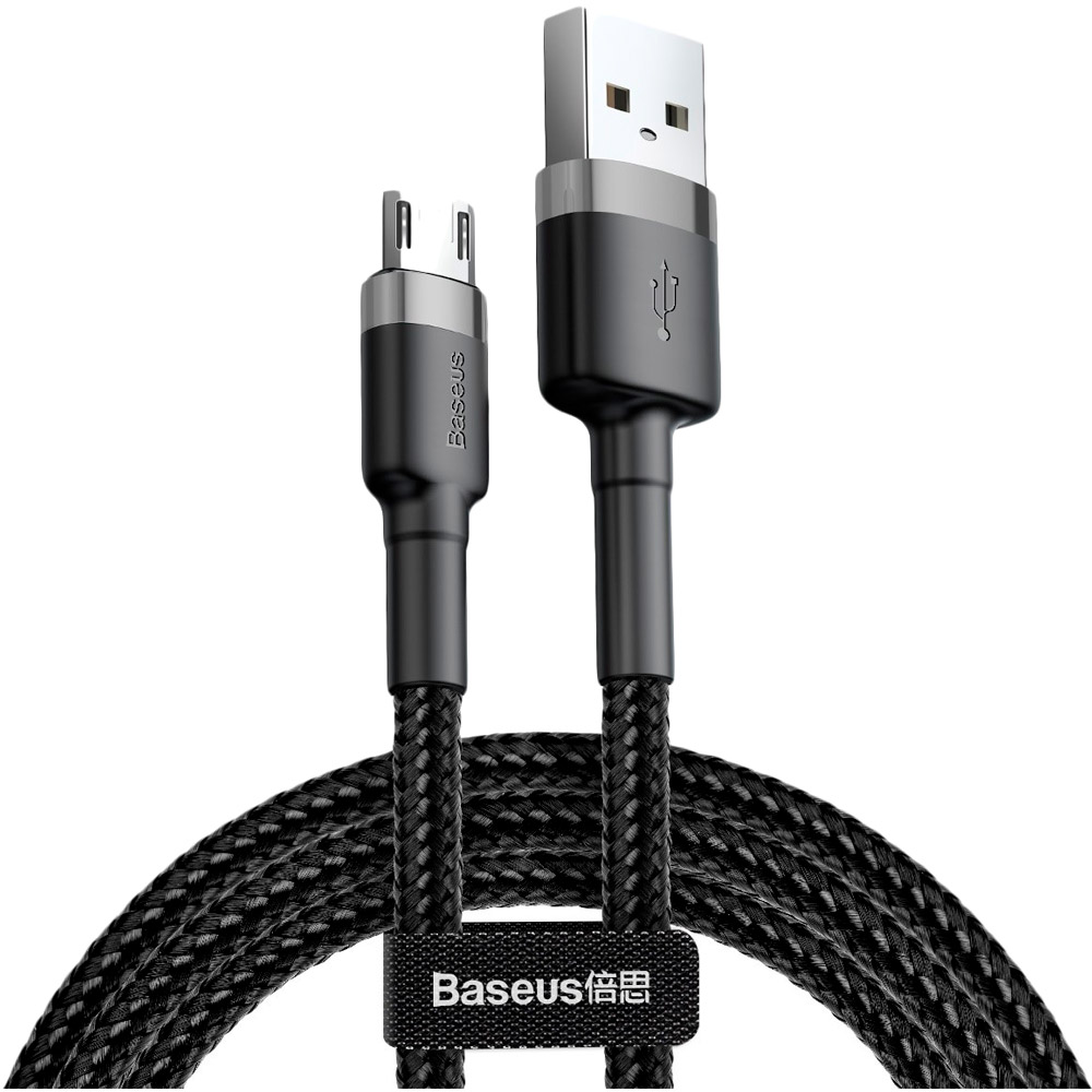 

Кабель Baseus Cafule USB - MicroUSB 2 м Gray+Black (CAMKLF-CG1), Cafule USB - MicroUSB 2M Сірий+Чорний