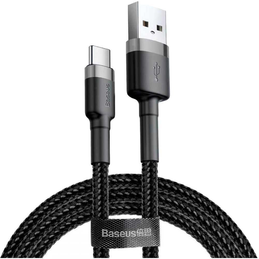 

Кабель Baseus Cafule USB - Type-C 0.5 м Gray+Black (CATKLF-AG1), Cafule USB - Type-C 0.5M Сірий+Чорний