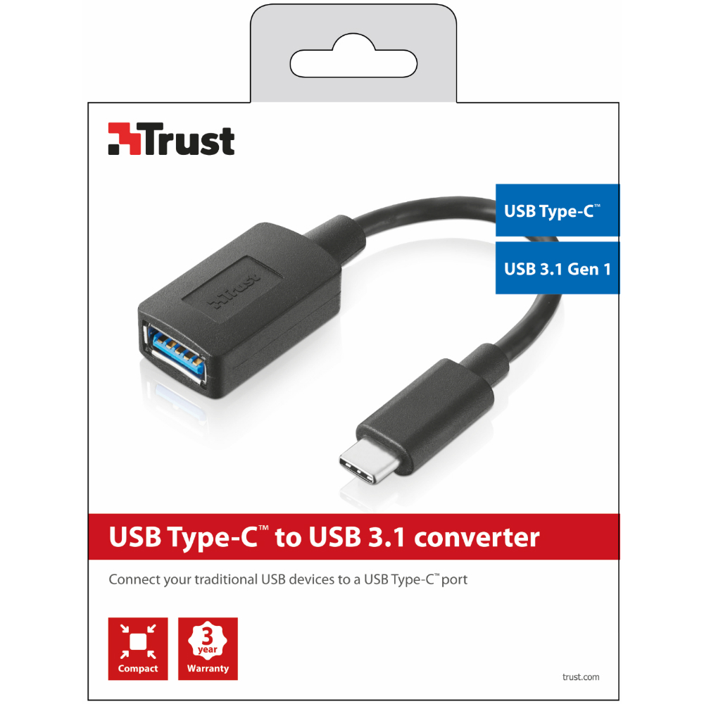 Фото 4 Кабель TRUST USB Type-C to USB 3.0 Converter (20967)