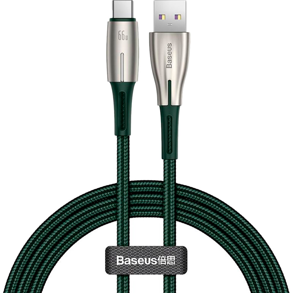 

Кабель BASEUS Water USB - Type-C 66W 2 м Green (CATSD-N06), Water USB - Type-C 66W 2m Зелений
