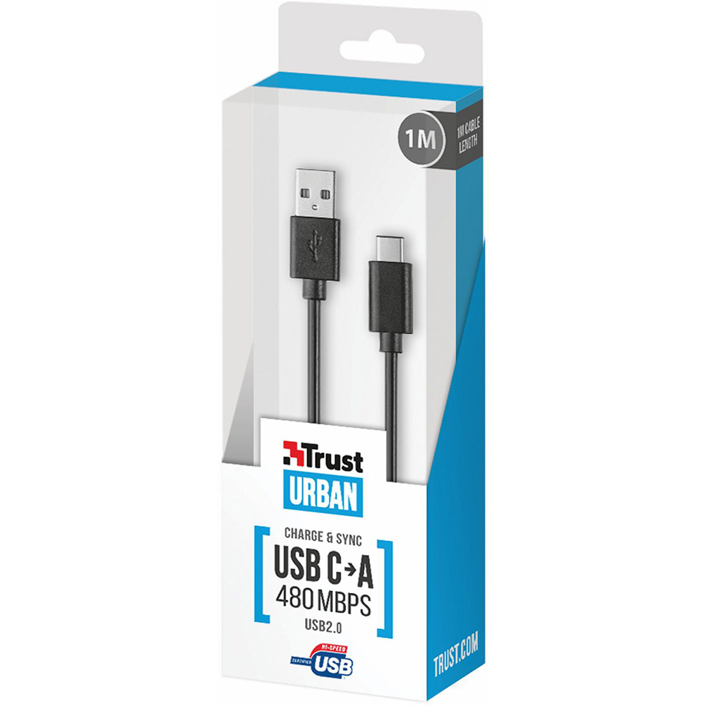 Кабель TRUST URBAN USB 2.0 Type-C to A cable 1m Black (20445) Подсветка False