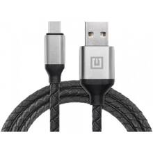 Кабель REAL EL Premium USB A - Type C Leather 1 m black-silver