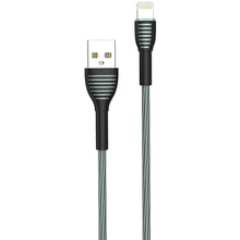 Кабель Colorway USB - Apple Lightning (braided cloth) 3А 1м Grey (CW-CBUL041-GR)