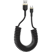 Кабель Colorway USB - Micro-USB (spiral) 2.4А 1м Black (CW-CBUM051-BK)