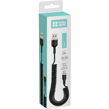 Кабель Colorway USB - USB Type-C (spiral) 2.4А 1м Black (CW-CBUC051-BK)