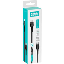 Кабель Colorway USB Type-C - USB Type-C (PD Fast Charging 60W) 3.0А 1м Black (CW-CBPDCC047-BK)