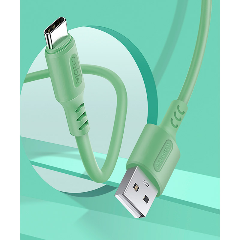 Кабель Colorway USB - USB Type-C (soft silicone) 2.4а 1м Green (CW-CBUC042-GR) Довжина 1