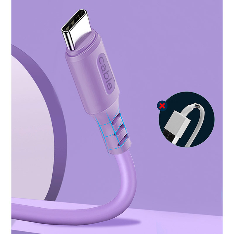 Кабель Colorway USB - USB Type-C (soft silicone) 2.4а 1м Violet (CW-CBUC044-PU) Довжина 1