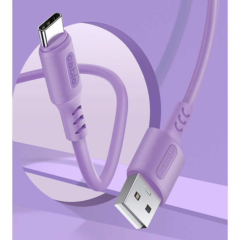 Кабель Colorway USB - USB Type-C (soft silicone) 2.4а 1м Violet (CW-CBUC044-PU) Підсвітка False