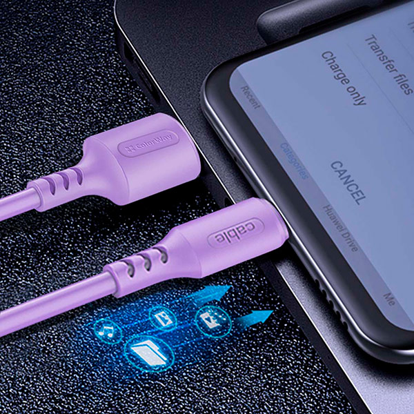 Фото 4 Кабель Colorway USB - USB Type-C (soft silicone) 2.4а 1м Violet (CW-CBUC044-PU)