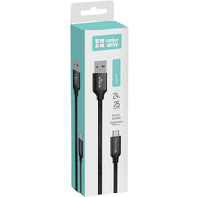 Кабель Colorway USB - USB Type-C 2.4А 25см Black (CW-CBUC048-BK)