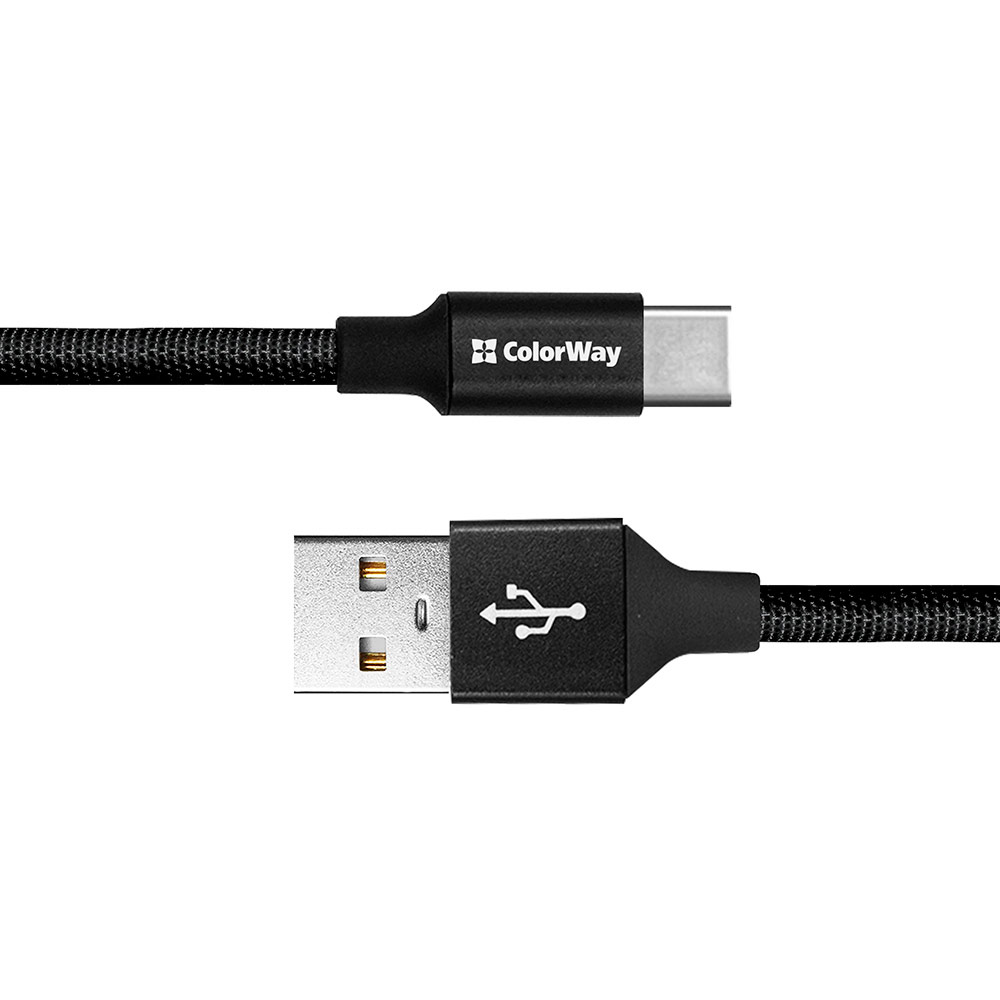 Кабель Colorway USB - USB Type-C 2.4А 25см Black (CW-CBUC048-BK) Длина 0.25