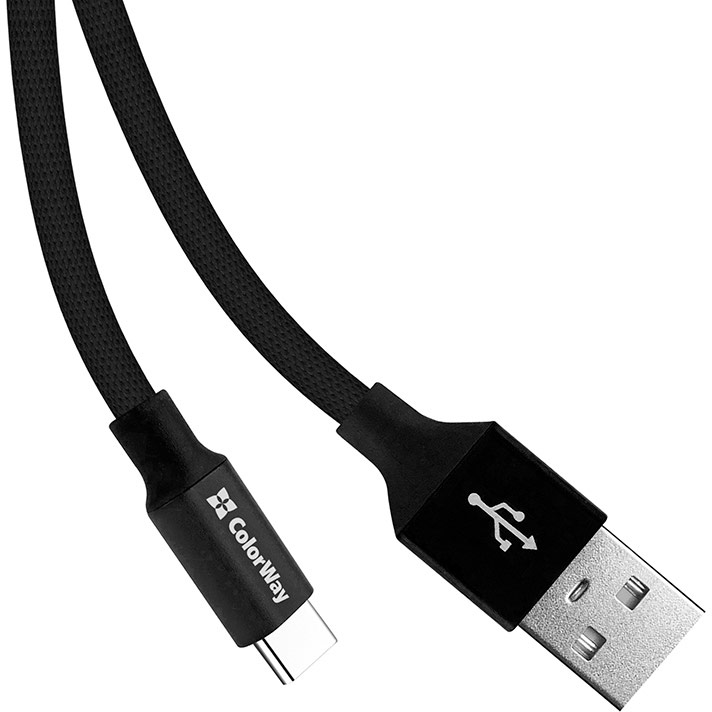 Кабель Colorway USB - USB Type-C 2.4А 25см Black (CW-CBUC048-BK) Подсветка False