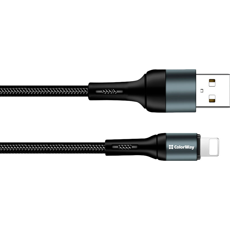 Кабель COLORWAY USB - Lightning nylon 1 м Black (CW-CBUL045-BK) Тип USB - Lightning