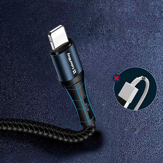 Изображение Кабель COLORWAY USB - Lightning nylon 1 м Black (CW-CBUL045-BK)