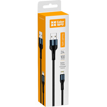 Кабель COLORWAY USB - Lightning nylon 1 м Black (CW-CBUL045-BK)