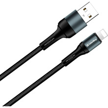 Кабель COLORWAY USB - Lightning nylon 1 м Black (CW-CBUL045-BK)