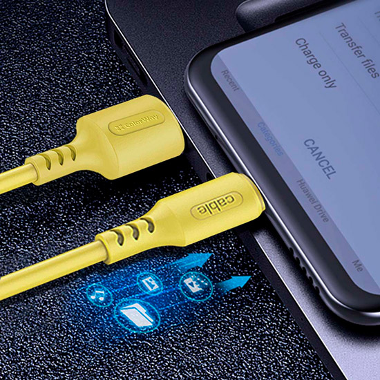 Внешний вид Кабель COLORWAY USB - Lightning soft silicone 1 м Yellow (CW-CBUL043-Y)