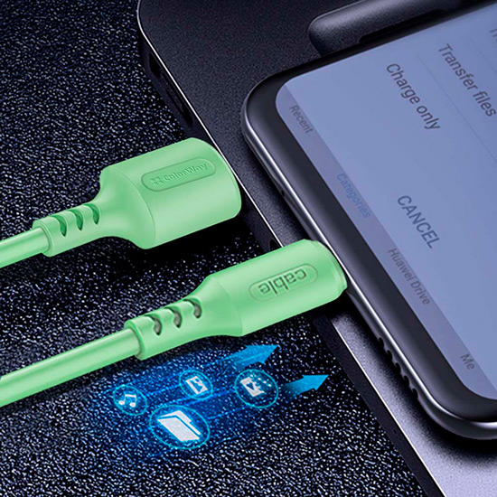 Зовнішній вигляд Кабель COLORWAY USB - Lightning soft silicone 1 м Green (CW-CBUL042-GR)
