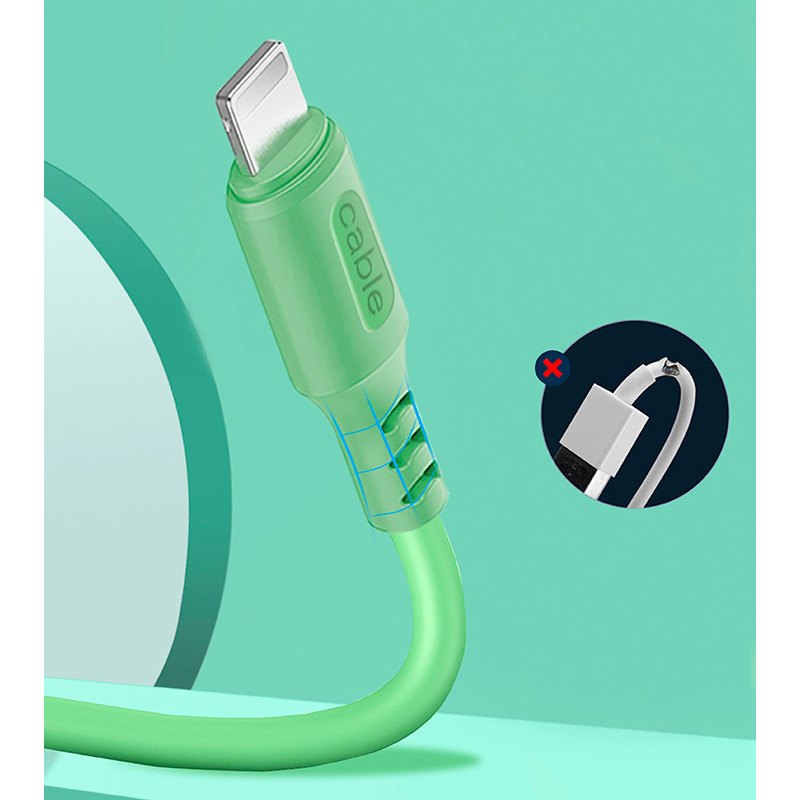 Фото 4 Кабель COLORWAY USB - Lightning soft silicone 1 м Green (CW-CBUL042-GR)