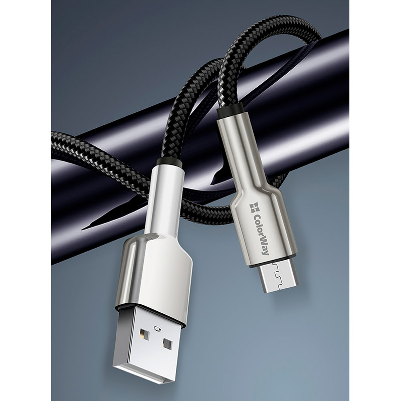 Покупка Кабель COLORWAY USB - MicroUSB head metal 1 м Black (CW-CBUM046-BK)