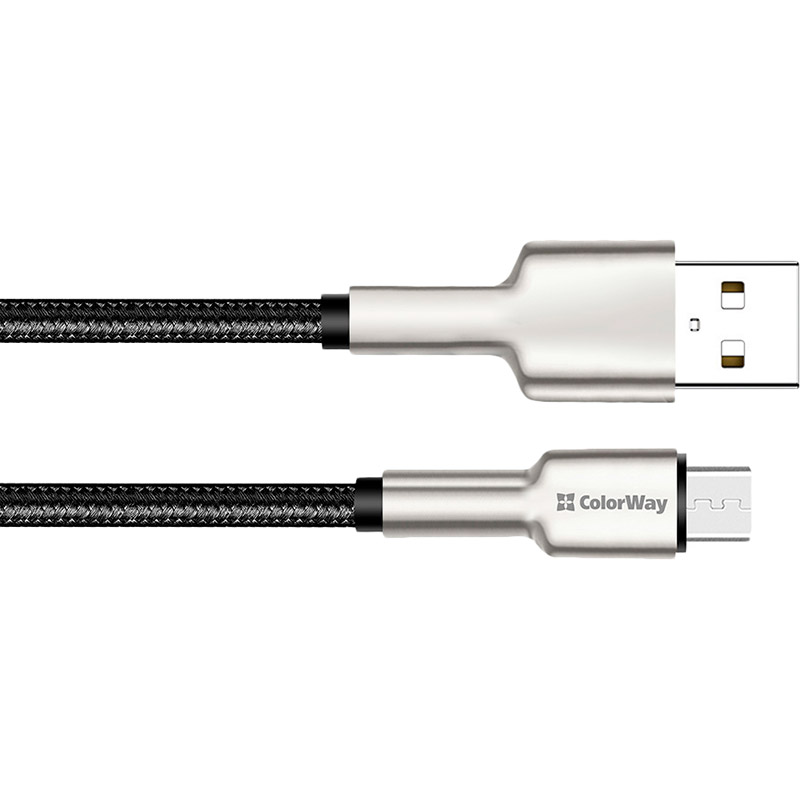 Фото 4 Кабель COLORWAY USB - MicroUSB head metal 1 м Black (CW-CBUM046-BK)