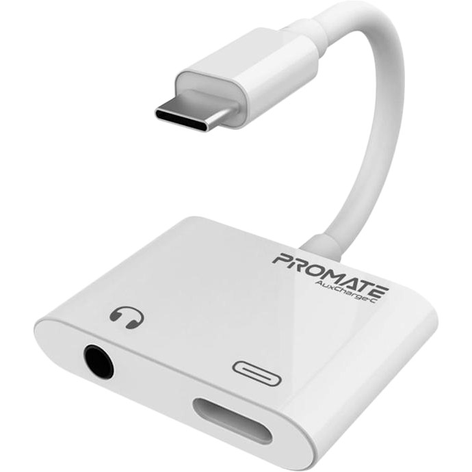 

Адаптер PROMATE USB Type-C - 3.5mm/USB Type-C (auxcharge-c.white), USB Type-C - 3.5mm/USB Type-C auxcharge-c.white