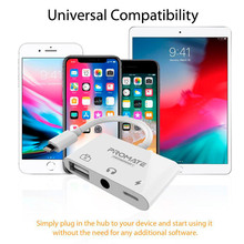 Адаптер PROMATE Lightning/USB 3.0 OTG+AUX 3.5 мм+10 Вт Lightning-in White (mediabridge-i.white)