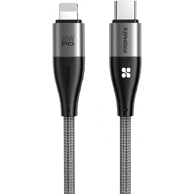 

Кабель PROMATE Lightning - USB Type-C icord-pd20.black, Lightning - USB Type-C icord-pd20.black
