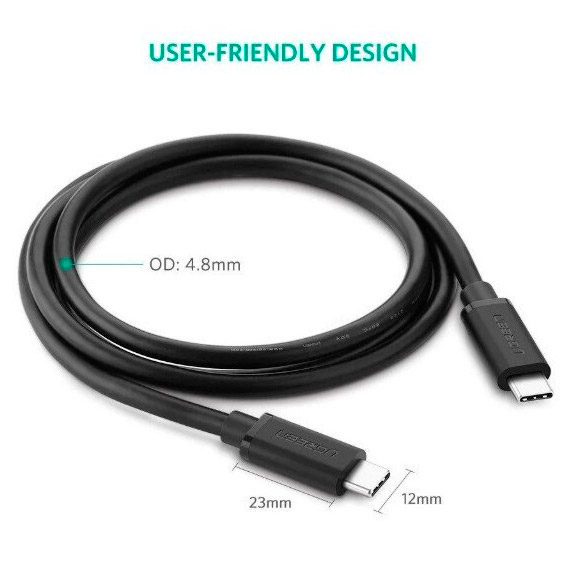 Замовити Кабель UGREEN US286 USB Type-C - USB Type-C 3A Cable 0.5 м Black (UGR-50996)