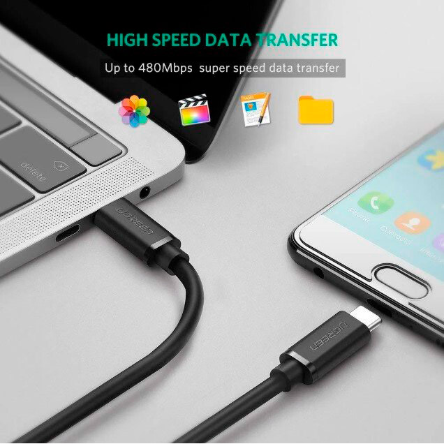Фото Кабель UGREEN US286 USB Type-C - USB Type-C 3A Cable 0.5 м Black (UGR-50996)