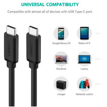 Кабель UGREEN US286 USB Type-C - USB Type-C 3A Cable 0.5 м Black (UGR-50996)