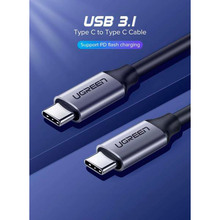 Кабель UGREEN US161 USB Type-C - USB Type-C 60W 3A Gen1 5Gbps Cable 1.5 м Gray (UGR-50751)