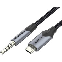 Кабель VENTION Micro-USB to 3.5 mm TRRS Audio Cable 2 м Black Metal Type (BDGBH)