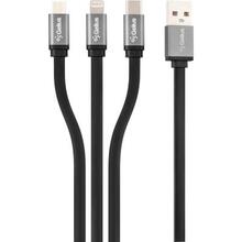 Кабель GELIUS Pro Squid 3в1 MicroUSB/Lightning/USB-C/2.1A,1м,BLK